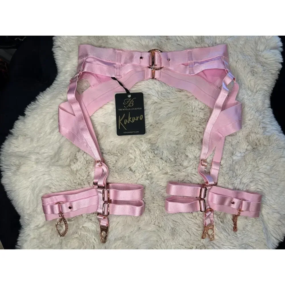 Honey Birdette KUKURO💖 Light Baby Pink Garter Suspender Belt Medium
